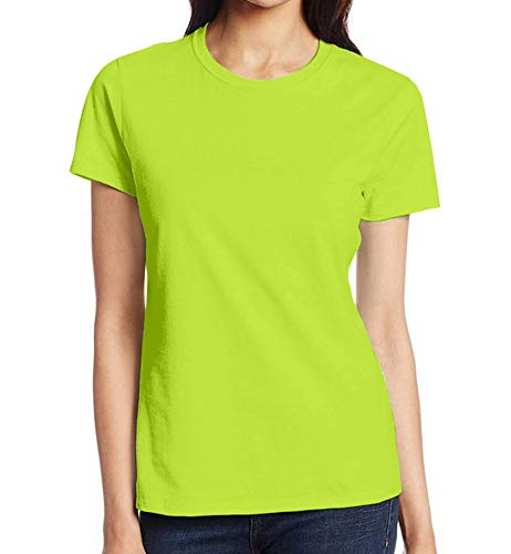 Neon-Shirts für Damen, Workout, kurzärmelig, hohe Sichtbarkeit, Laufen, Fitnessstudio, normale Passform, Yoga-T-Shirt für Damen, Neon Damen - Grün, Groß von URBAN BUCK