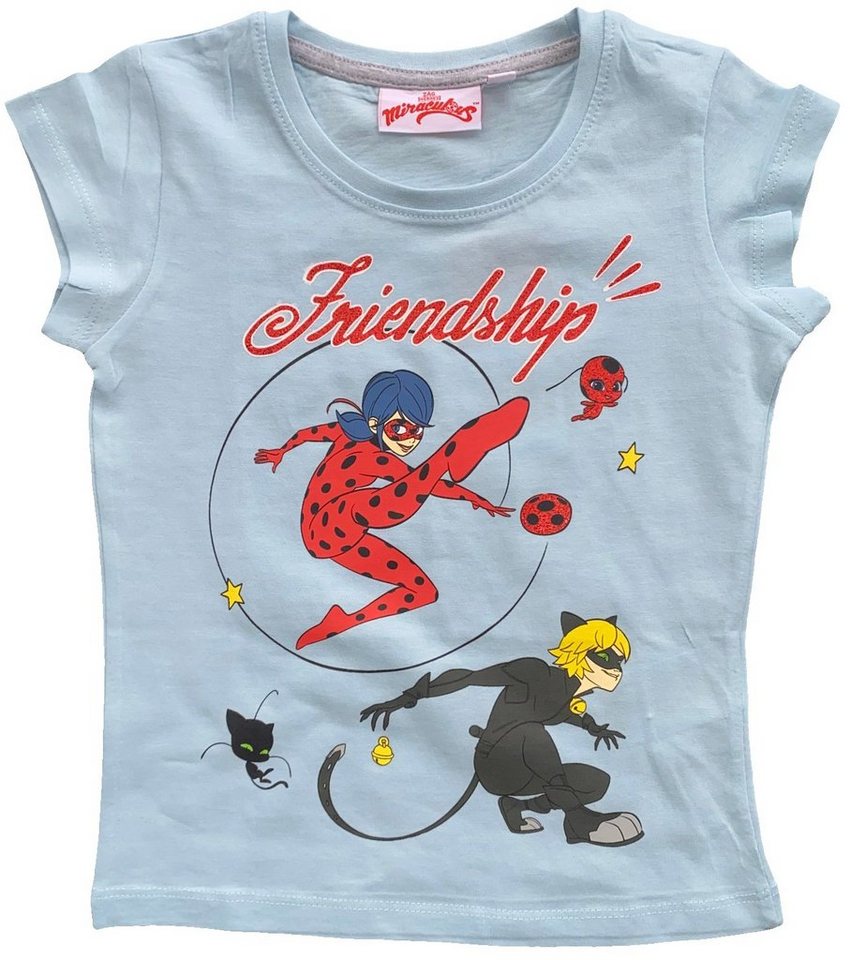 Miraculous - Ladybug Print-Shirt Mädchen T-Shirt Ladybug Schwarz Hellgrau Sky 110 116 128 140 von Miraculous - Ladybug