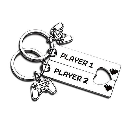 2 Stück Gamer Paare Schlüsselanhänger, Player1 Player2 Spiel Schlüsselanhänger Partner Schlüsselanhänger für Ihn Sie Freund Freundin, Geschenk für Valentinstag Weihnachten Geburtstag Jahrestag von Mirrwin