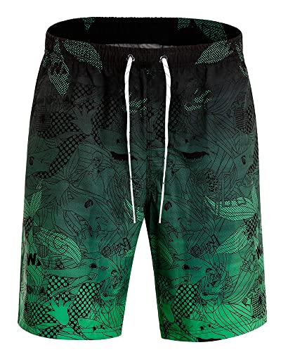 Misfuso Badehose Herren Badeshorts, Schnelltrocknend Schwimmhose Strand Shorts mit Mesh-Futter und Verstellbarem Tunnelzug, Geeignet für Jugendliche und Erwachsene Männer (Grün XXL) von Misfuso