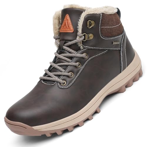 Mishansha Winterstiefel Herren Damen Gefüttert Winterschuhe Wasserdicht Warme Wanderschuhe Winter Trekking Stiefel rutschfest Outdoor Winter Boots Schneestiefel Braun 39 EU von Mishansha