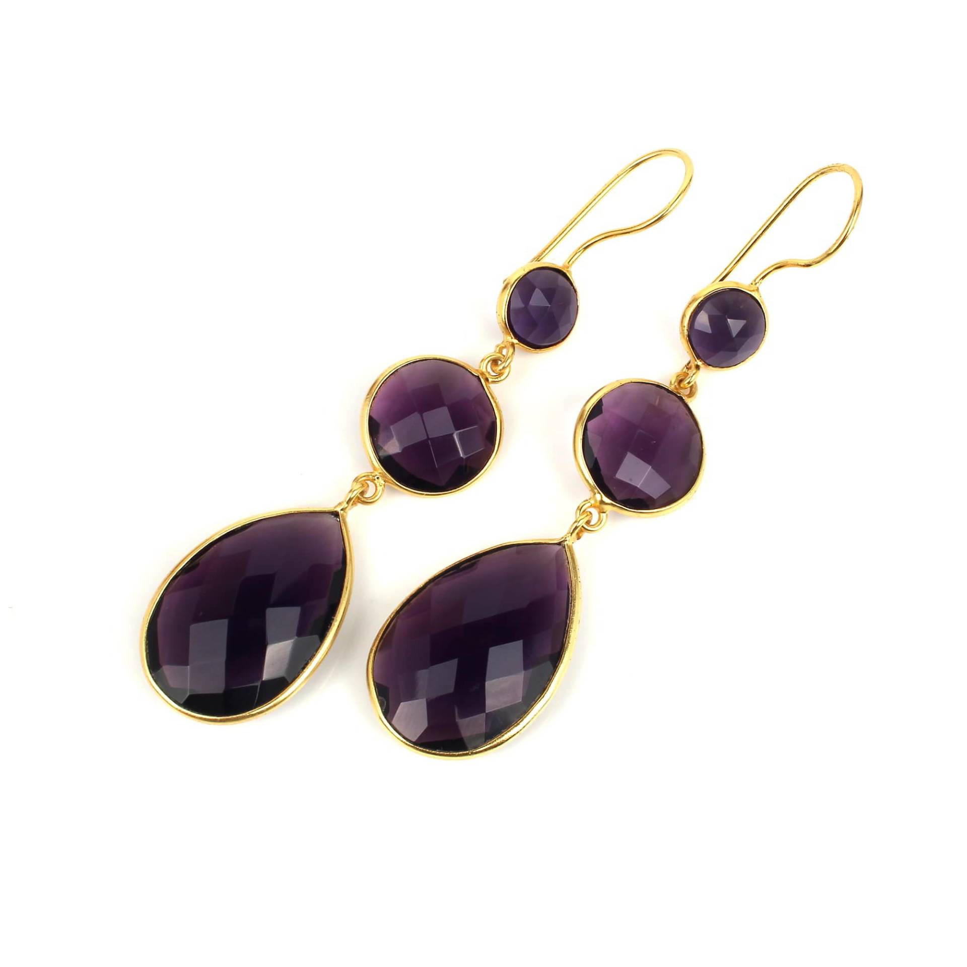 Handgemachte Amethyst Edelstein Ohrringe, Vergoldete Partywear Geschenk Für Sie von MisomaSantiago