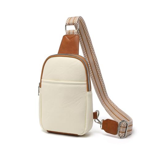 Miss Lulu Bauchtasche Damen, Umhängetasche Damen, Crossbody Bag Damen, Klein Umhängetasche Damen (Beige/Braun) von Miss Lulu