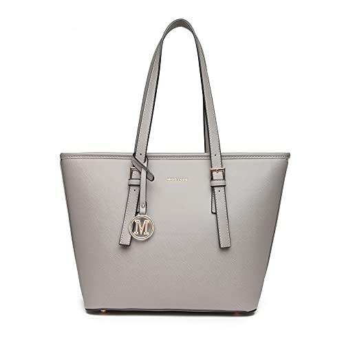 Miss Lulu Handtaschen Damen Shopper Tasche Damen Groß Tasche damen Gross Henkeltasche Shopper Damen Handtaschen Shopper Tote Bag Grau von Miss Lulu