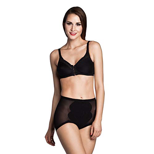 Miss Perfect Dessous Damen Body Trim Vorderverschluss BH ohne Bügel Fontverschluss BH Bügelloser BH Verschluss Vorne Baumwolle Spitzen BH in Schwarz Größe 90B von Miss Perfect