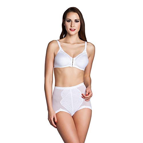 Miss Perfect Dessous Damen Body Trim Vorderverschluss BH ohne Bügel Fontverschluss BH Bügelloser BH Verschluss Vorne Baumwolle Spitzen BH in Weiß Größe 95B von Miss Perfect