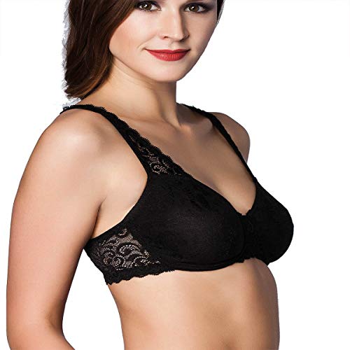 Miss Perfect Dessous Damen Minimizer BH Jacquard BH mit Bügel BH Spitze BH Minimizer BH in Schwarz Größe 80B von Miss Perfect