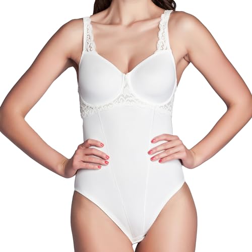 Miss Perfect Dessous Minimizer Funktionsbody Body Damen Shapewear Damen Body Shaper Damen Body Spitze in Champagner Größe 80E von Miss Perfect