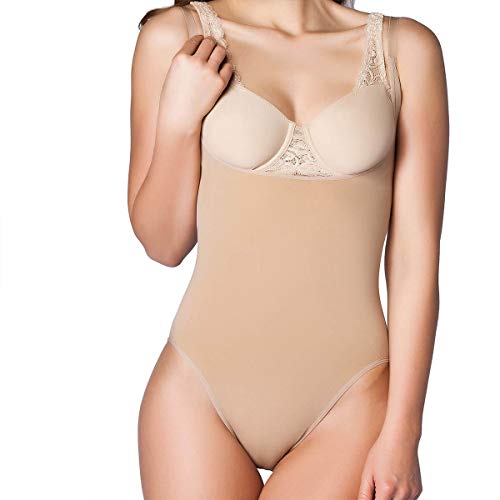 Miss Perfect Shapewear Damen - Bauchweg Body Damen Torsette Body Shaper Damen Miederbody Bauch Weg Shape Body - nahtlos & formend Haut Größe M von Miss Perfect