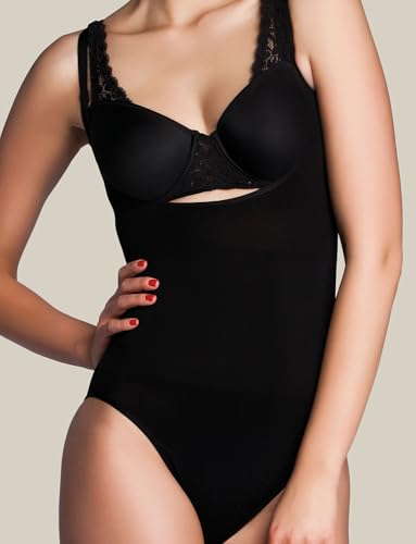 Miss Perfect Shapewear Damen - Bauchweg Body Damen Torsette Body Shaper Damen Miederbody Bauch Weg Shape Body - nahtlos & formend Schwarz Größe M von Miss Perfect