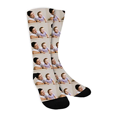 MissChic Personalisiert Foto,Lustige , Socken Individuell, mehrere Gesichter,Legen Sie Ihr Gesicht auf Socken für Unisex, Geschenk für Freuen, Herren, Freundin, Mutter, Schwester von MissChic