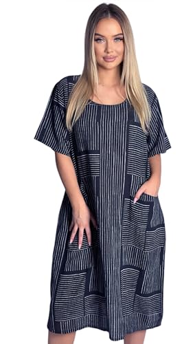 Mississhop Damen 100% Baumwollkleid Casual Shirtkleid Style Strandkleid Sommerkleid 377 dunkelblau Mississhop Damen 100% Baumwollkleid Casual Shirtkleid Style Strandkleid Sommerkleid 377 dunkelblau von Mississhop