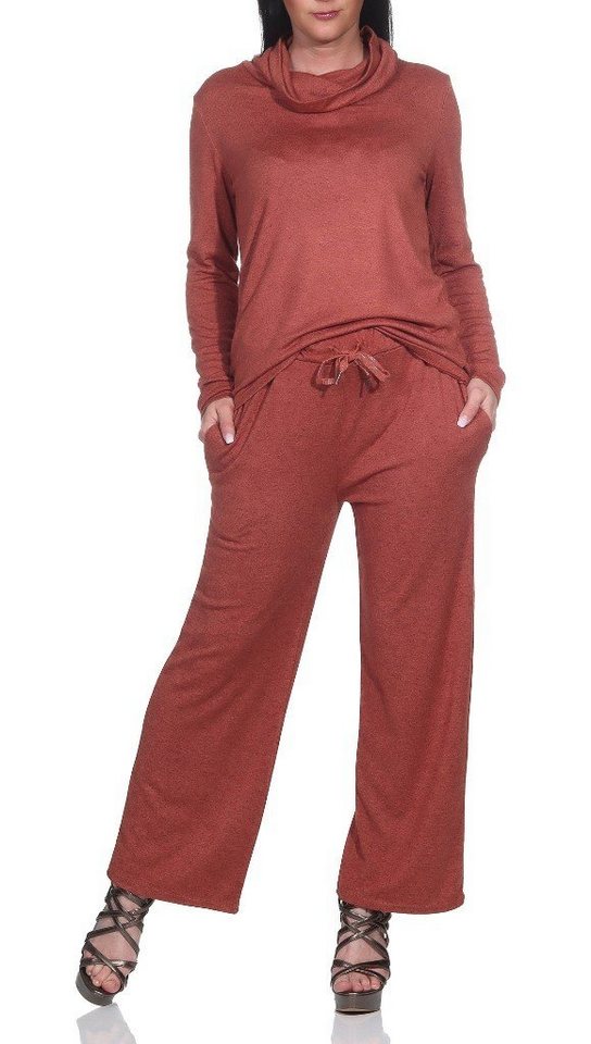 Mississhop Wollpullover Damen Wolle Hose Strickanzug Strickset Pullover Rundhals Hose M.361 von Mississhop