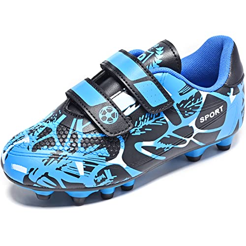 Mitudidi Fußballschuhe Kinder Leicht Atmungsaktive Fussballschuhe Jungen Mädchen Unisex Soccer Trainingsschuhe für Teenager Blau von Mitudidi