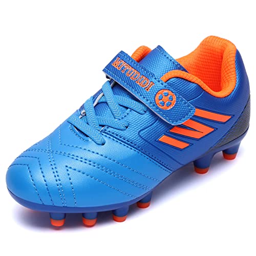 Mitudidi Trainingsschuhe Kinder Fußballschuhe Jungen Fussballschuhe Stollenschuhe Multinocken Sportschuhe Laufschuhe Outdoor rutschfest Atmungsaktiv Turnschuhe Blau 32 von Mitudidi