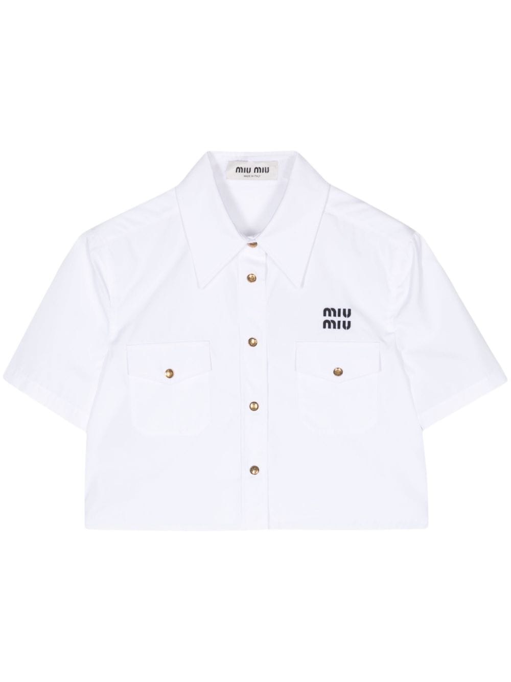 Miu Miu Pre-Owned Cropped-Hemd mit Logo-Print - Weiß von Miu Miu Pre-Owned