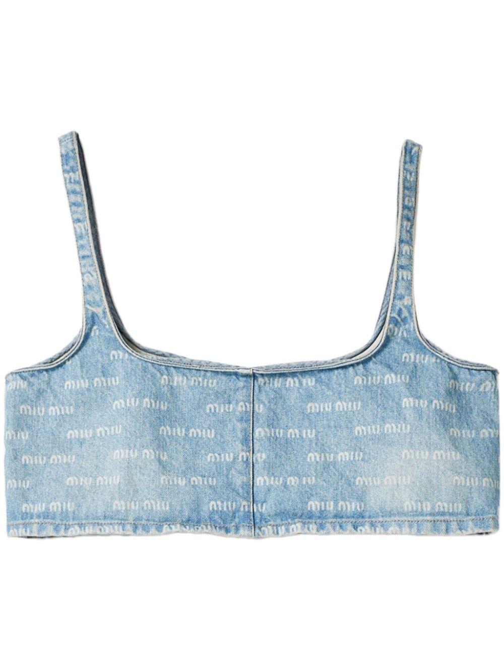 Miu Miu Cropped-Top mit Logo-Print - Blau von Miu Miu