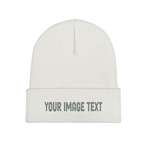 Benutzerdefinierte Beanie-Mütze für Männer und Frauen, fügen Sie Ihr eigenes Logo mit Bündchen hinzu, schwarz, weiß, One size von Miujonvy