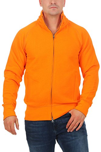 Mivaro Herren Sweatjacke ohne Kapuze mit Stehkragen Zip Hoodie, Größe:3XL, Farbe:Orange von Mivaro