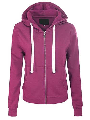 MixMatchy Frauen Casual Hoodies Teen Girl Jacke Sweatshirts Zip Up Jacken Herbst Outfits 2023 Y2K Winterkleidung, Magenta-Modus, S von MixMatchy