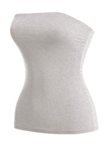 MixMatchy Frauen Causal Trägerlos Basic Sexy Tube Top, Meliert, Grau, Klein MixMatchy Frauen Causal Trägerlos Basic Sexy Tube Top, Meliert, Grau, Klein von MixMatchy