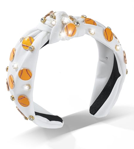 Sportliches Softball-Stirnband für Damen, glitzernder Kristall-Softball-Charm, verziert, breit geknotetes Stirnband für Frauen, Spieltag, Kopfknoten, Haarband, Softball, Mutter, Zubehör, Geschenk für Sportliches Softball-Stirnband für Damen, glitzernder Kristall-Softball-Charm, verziert, breit geknotetes Stirnband für Frauen, Spieltag, Kopfknoten, Haarband, Softball, Mutter, Zubehör, Geschenk für von Mixcbe