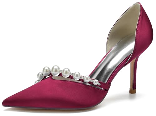 Miyoopark Bequem Damen Hochzeits Schuhe Schlupfen Party Abend Pumps mit Pearl J013 Weinrot 3.4" Absatz EU 40 Miyoopark Bequem Damen Hochzeits Schuhe Schlupfen Party Abend Pumps mit Pearl J013 Weinrot 3.4" Absatz EU 40 von Miyoopark