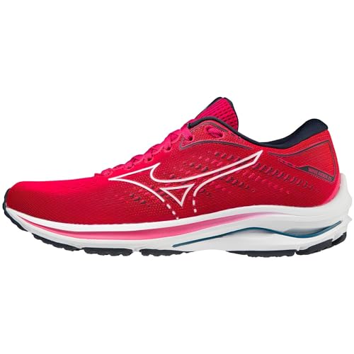 Mizuno Damen Wave Rider 25 (W) Laufschuhe, Pink/Pfau/Weiß/Morockanisches Blau, 36 EU von Mizuno