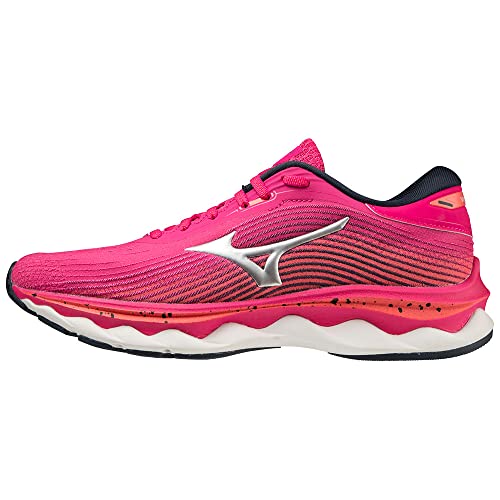 Mizuno Damen Wave Sky 5 (W) Laufschuhe, Pink/Pfau/Silber/Hotcoral, 38 EU von Mizuno