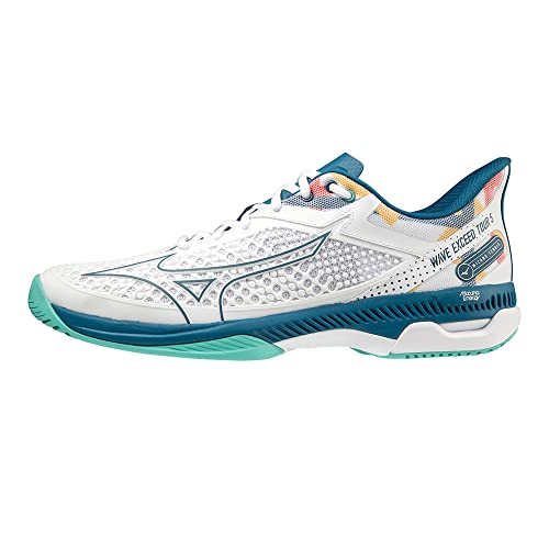 Mizuno Herren Wave Exceed Tour 5 Ac Tennisschuhe, Weiß/Morockanblau/Türkis, 42 EU von Mizuno