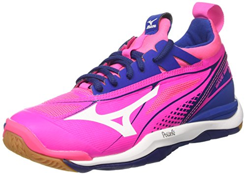 Mizuno Unisex Wave Mirage W Gymnastikschuhe, Rosa (Pink Glo/White/True Blue), 49 EU von Mizuno