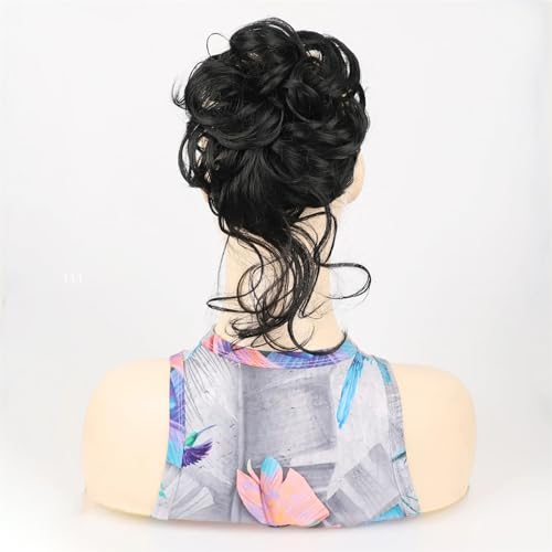 Frauen Klaue Clip Messy Bun Haarteile Zerzauste Hochsteckfrisur Pferdeschwanz Synthetische Lockige Wellenförmige Dutt Haarverlängerung Mit Haarspangen GN3-1B 1 PC von Mnjyihy