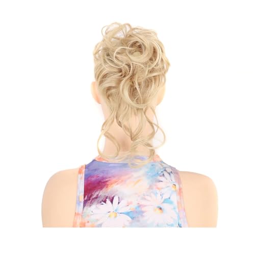 Frauen Klaue Clip Messy Bun Haarteile Zerzauste Hochsteckfrisur Pferdeschwanz Synthetische Lockige Wellenförmige Dutt Haarverlängerung Mit Haarspangen GN3-T24M613 1 PC von Mnjyihy