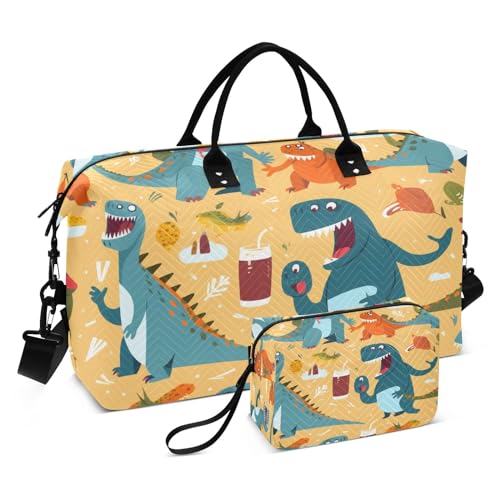 44 Dinosaurier-Reisetasche, Reisetasche, Fitnessstudio, Yoga, Handgepäcktasche für Männer und Frauen, Wochenendtasche, Dinosaurier-Getränk, Einheitsgröße, Reisetasche von Mnsruu