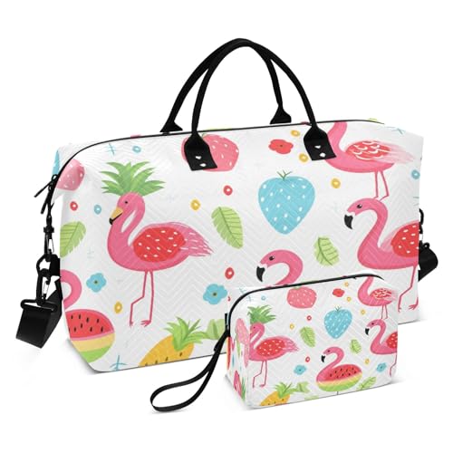 -547 – Flamingo-Reisetasche, Reisetasche, Fitnessstudio, Yoga, Handgepäcktasche für Männer und Frauen, Wochenendtasche, Erdbeer-Flamingo, Einheitsgröße, Reisetasche von Mnsruu