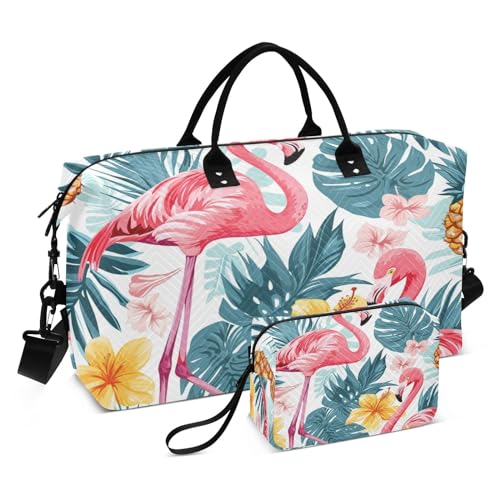 -549 – Flamingo-Reisetasche, Reisetasche, Fitnessstudio, Yoga, Handgepäcktasche für Männer und Frauen, Wochenendtasche, Tropischer Flamingo, Einheitsgröße, Reisetasche von Mnsruu