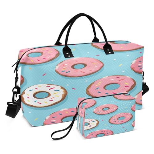 55 - Donut-Reisetasche, Reisetasche, Fitnessstudio, Yoga, Handgepäcktasche für Männer und Frauen, Wochenendtasche, Rosa Donut, Einheitsgröße, Reisetasche von Mnsruu