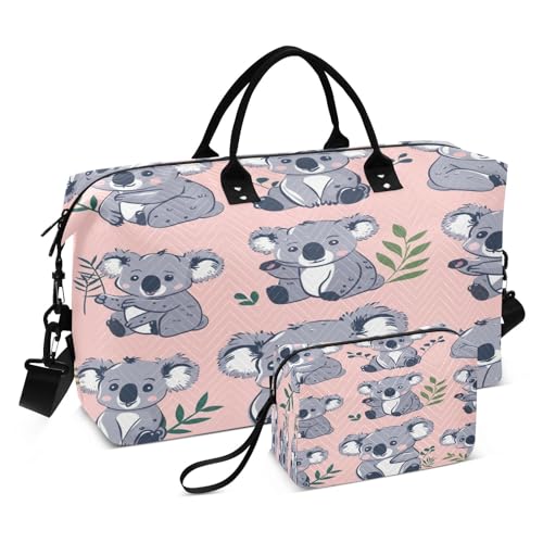 - 83-Koala Reisetasche, Reisetasche, Fitnessstudio, Yoga, Handgepäcktasche für Männer und Frauen, Wochenendtasche, Koala in rosa Hintergrund, Einheitsgröße, Reisetasche von Mnsruu