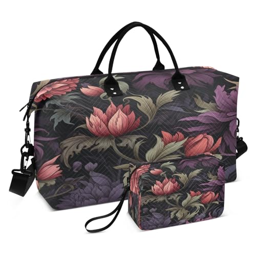 - 87 – Reisetasche mit Blumenmuster, für Fitnessstudio, Yoga, Handgepäck für Männer und Frauen, Wochenendtasche, - 87 - Blume, Einheitsgröße, Reisetasche von Mnsruu