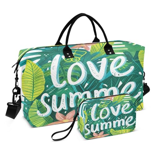 Love Summerplant Reisetasche für Männer und Frauen, Turnbeutel mit Aufbewahrungstasche, Wochenendtasche, Handgepäcktasche für Reisen, Reisen, Fitnessstudio, Yoga, Love Summerplant, Einheitsgröße, von Mnsruu