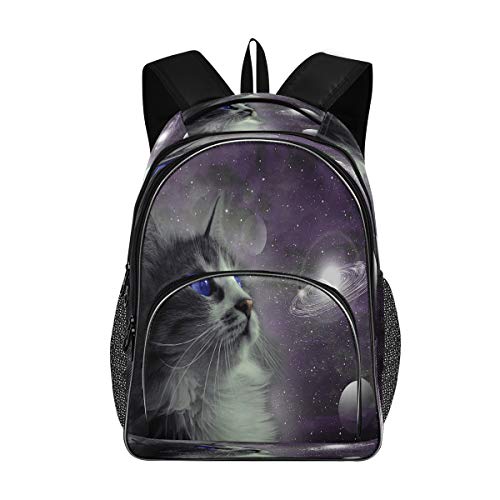 Mnsruu Animal Cat Solar System Planet Rucksack Schule College Tasche Laptop Reisen Tagesrucksack für Männer Frauen von Mnsruu