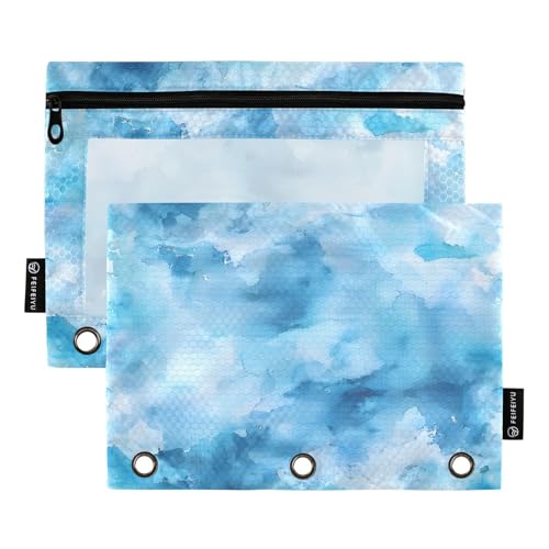 Mnsruu Aquarellmalerei 3 Ringbuch-Bleistifttaschen mit Reißverschluss, transparentes Fenster, Schreibwarentasche zur Aufbewahrung von Schul- und Bürobedarf, 2 Stück, mehrfarbig, Einheitsgröße, Mnsruu Aquarellmalerei 3 Ringbuch-Bleistifttaschen mit Reißverschluss, transparentes Fenster, Schreibwarentasche zur Aufbewahrung von Schul- und Bürobedarf, 2 Stück, mehrfarbig, Einheitsgröße, von Mnsruu