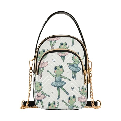 Mnsruu Ballerina Frogs Damen-Umhängetasche, Handtasche, lässig, Kette, Geldbörse, Leder, Schultertaschen für Damen, mehrfarbig, Einheitsgröße von Mnsruu