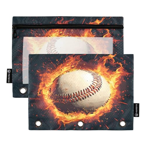 Mnsruu Baseball Magma Flame Federmäppchen für 3-Ringbuch, 2 Stück Binder-Federmäppchen mit Reißverschluss, transparentes Fenster, Reißverschluss, Federmäppchen für Bürobedarf, Mehrfarbig Mnsruu Baseball Magma Flame Federmäppchen für 3-Ringbuch, 2 Stück Binder-Federmäppchen mit Reißverschluss, transparentes Fenster, Reißverschluss, Federmäppchen für Bürobedarf, Mehrfarbig von Mnsruu