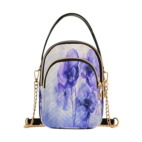 Mnsruu Damen-Umhängetaschen mit blauen Blumen, Wasserfarbe, lässige Kette, Geldbörse, Leder, Schultertaschen für Damen, mehrfarbig, Einheitsgröße von Mnsruu