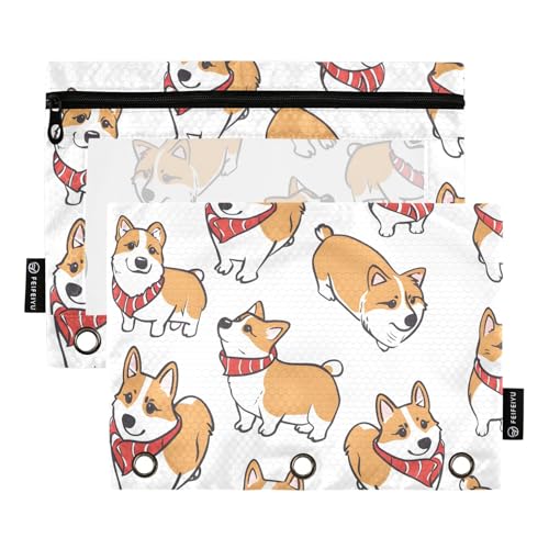 Mnsruu Federmäppchen für 3-Ringbuch, Hund mit Lätzchen, Federmäppchen, Kosmetiktasche mit Reißverschluss, transparentes Fenster, für Büro, Reisen, Kosmetik, 2 Stück, Hund mit Lätzchen, one sizex2, Mnsruu Federmäppchen für 3-Ringbuch, Hund mit Lätzchen, Federmäppchen, Kosmetiktasche mit Reißverschluss, transparentes Fenster, für Büro, Reisen, Kosmetik, 2 Stück, Hund mit Lätzchen, one sizex2, von Mnsruu