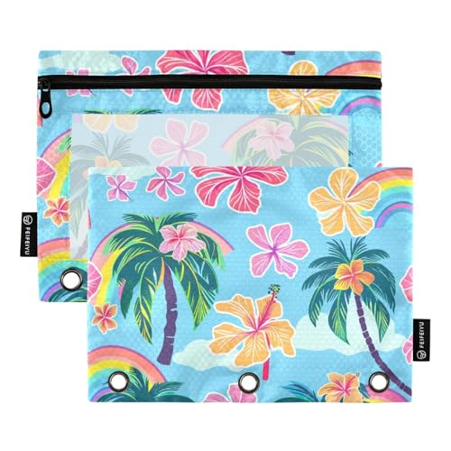 Mnsruu Federmäppchen für 3-Ringbuch, bunte Palme, Federmäppchen, Kosmetiktasche mit Reißverschluss, transparentes Fenster für Büro, Reisen, Kosmetik, 2 Stück, Bunte Palme, one sizex2, Aktentasche Mnsruu Federmäppchen für 3-Ringbuch, bunte Palme, Federmäppchen, Kosmetiktasche mit Reißverschluss, transparentes Fenster für Büro, Reisen, Kosmetik, 2 Stück, Bunte Palme, one sizex2, Aktentasche von Mnsruu