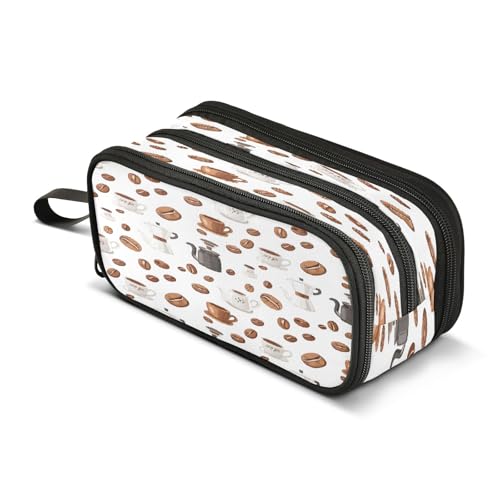 Mnsruu Federmäppchen mit Kaffeebohnen-Motiv, 3 Fächer, Stifteetui, für Schule, tragbare Schreibwaren-Aufbewahrungstasche für Mädchen und Jungen, Kaffeebohnen-Becher, Einheitsgröße Mnsruu Federmäppchen mit Kaffeebohnen-Motiv, 3 Fächer, Stifteetui, für Schule, tragbare Schreibwaren-Aufbewahrungstasche für Mädchen und Jungen, Kaffeebohnen-Becher, Einheitsgröße von Mnsruu