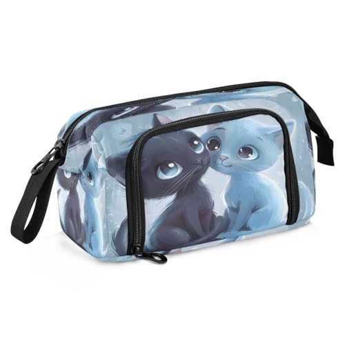 Mnsruu Federmäppchen mit schwarzer Katze und blauer Katze, großes Fassungsvermögen, Federmäppchen, Federmäppchen, Schreibwaren, Büro, Organizer-Tasche für Jungen und Mädchen, Schwarze Katze und blaue Mnsruu Federmäppchen mit schwarzer Katze und blauer Katze, großes Fassungsvermögen, Federmäppchen, Federmäppchen, Schreibwaren, Büro, Organizer-Tasche für Jungen und Mädchen, Schwarze Katze und blaue von Mnsruu