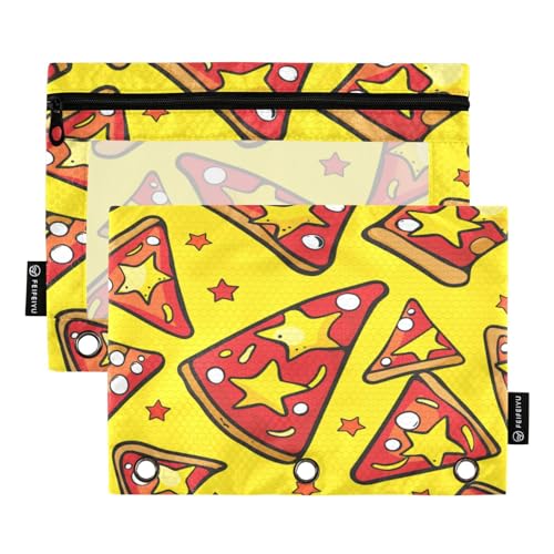 Mnsruu Pizzascheiben und Sterne, 3-Ringbuch-Bleistiftbeutel mit Reißverschluss, transparentes Fenster, Schreibwarentasche zur Aufbewahrung von Schul- und Bürobedarf, 2 Stück, mehrfarbig, Mnsruu Pizzascheiben und Sterne, 3-Ringbuch-Bleistiftbeutel mit Reißverschluss, transparentes Fenster, Schreibwarentasche zur Aufbewahrung von Schul- und Bürobedarf, 2 Stück, mehrfarbig, von Mnsruu